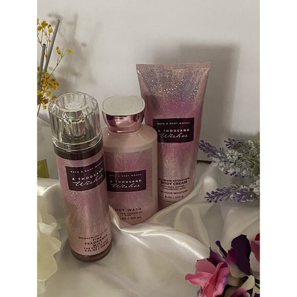 Set Of 3 Bath & Body Works A Thousand WishesMist Spray Shower Gel &Body Cream